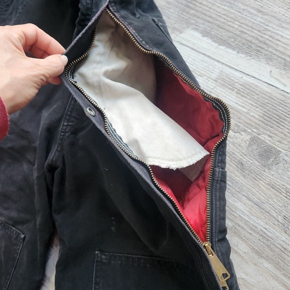 Carhartt Bib Distressed USA Union Made Insulated Duck Canvas Black Y2K Workwear - Picture 7 of 16